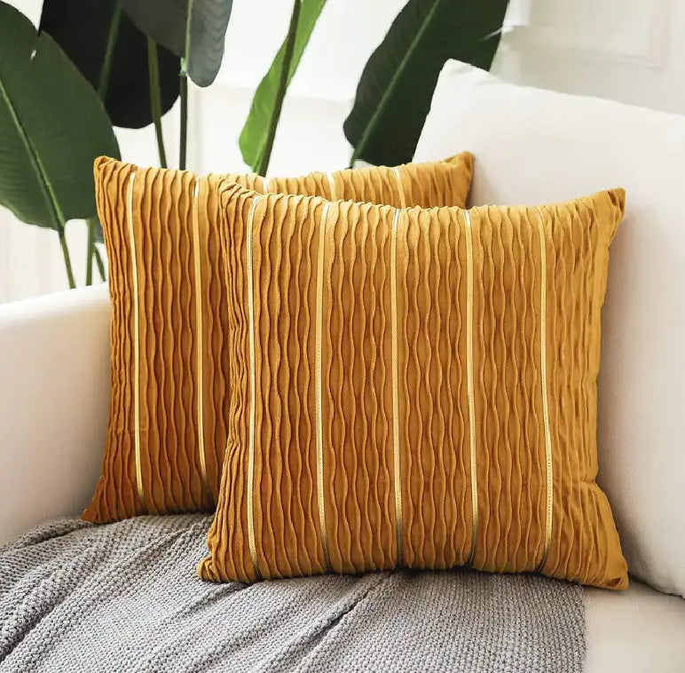 Throw Cushion Cover | Striped Velvet (2 Colors)