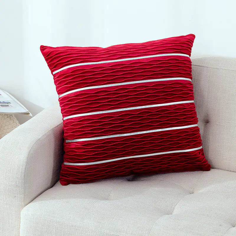 Throw Cushion Cover | Striped Velvet (2 Colors)