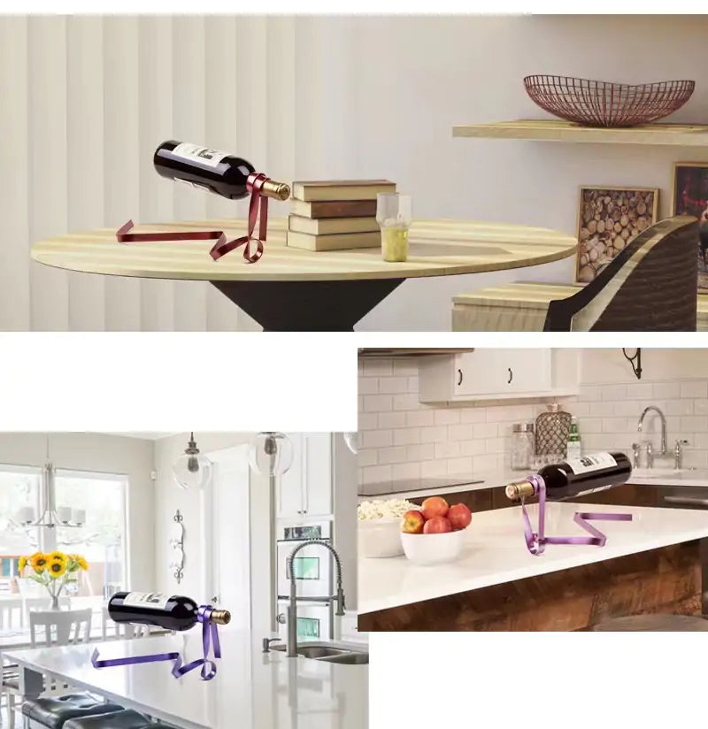 Floating Wine Bottle | Ribbon Stand (Multi-Colored)